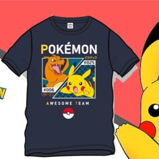 Camiseta manga corta Pikachu y Charizard.