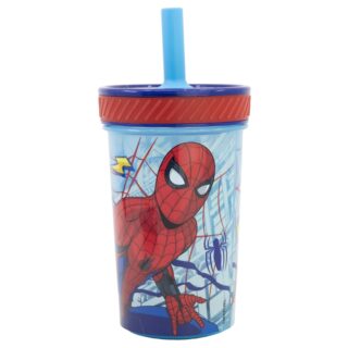 Vaso antivuelco Spiderman con pajita silicona