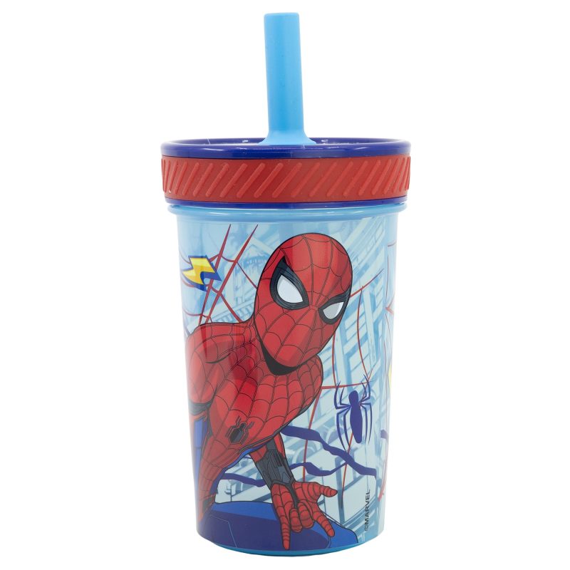Vaso antivuelco Spiderman con pajita silicona