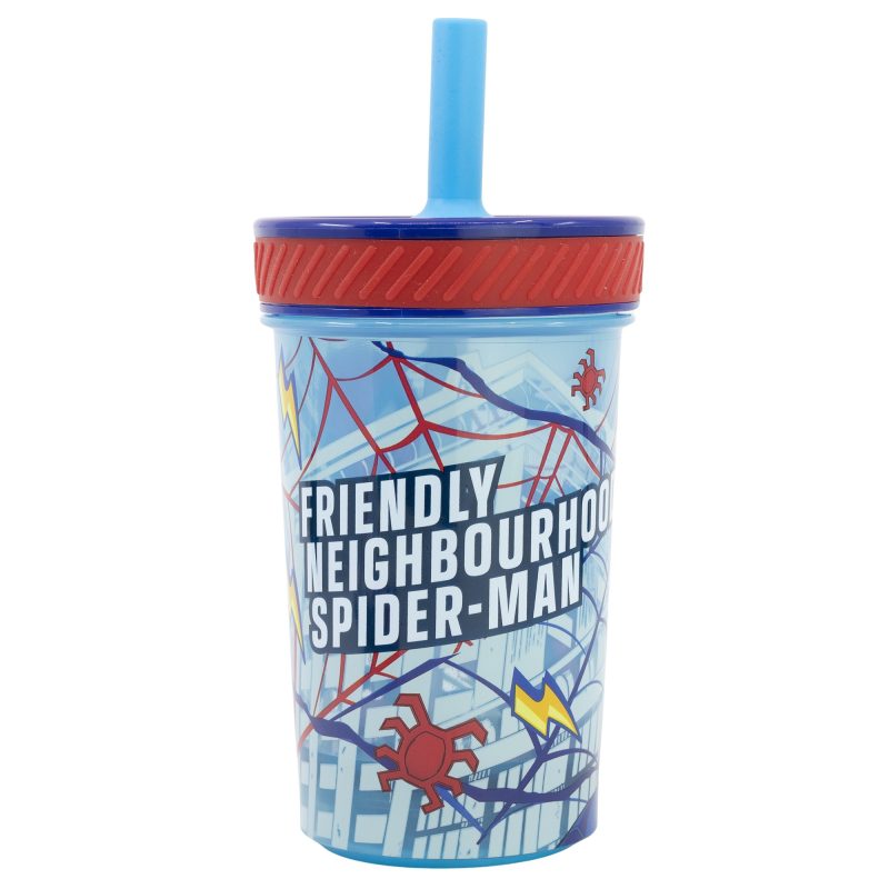 Vaso antivuelco Spiderman con pajita silicona - Imagen 2