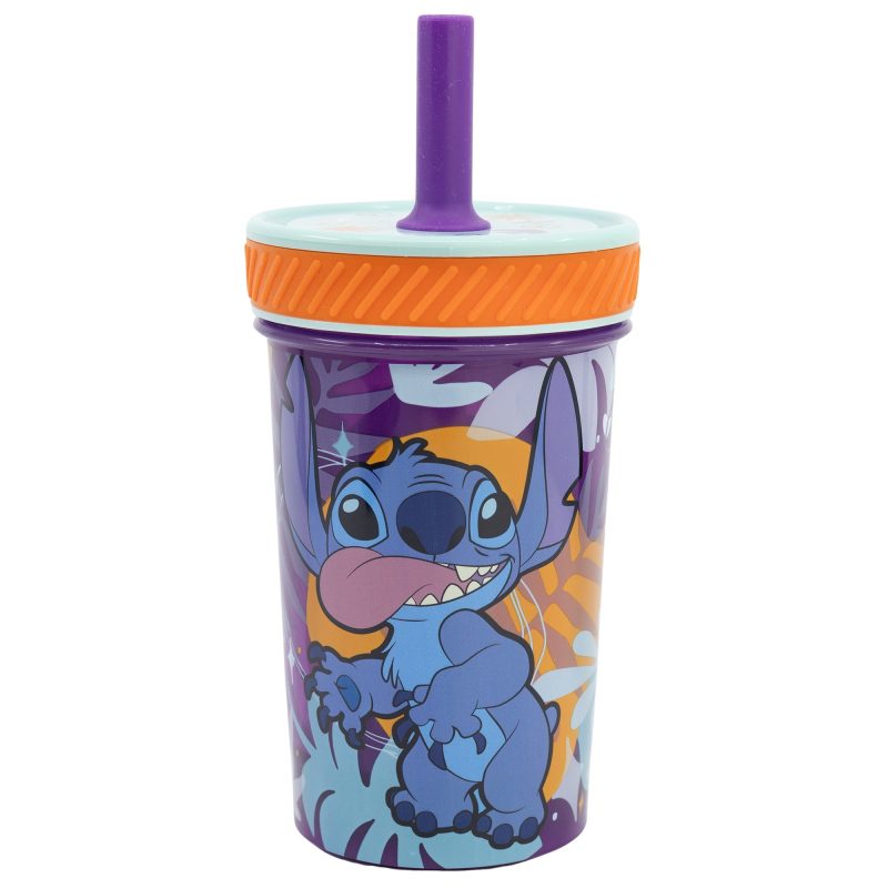 Vaso antivuelco Stitch Aloha con pajita - Imagen 2