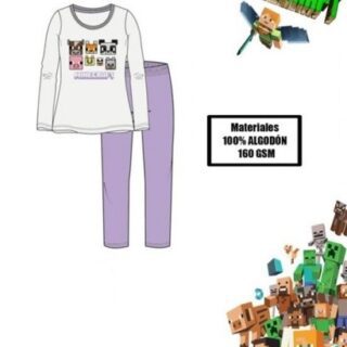 Pijama infantil Minecraft algodón malva