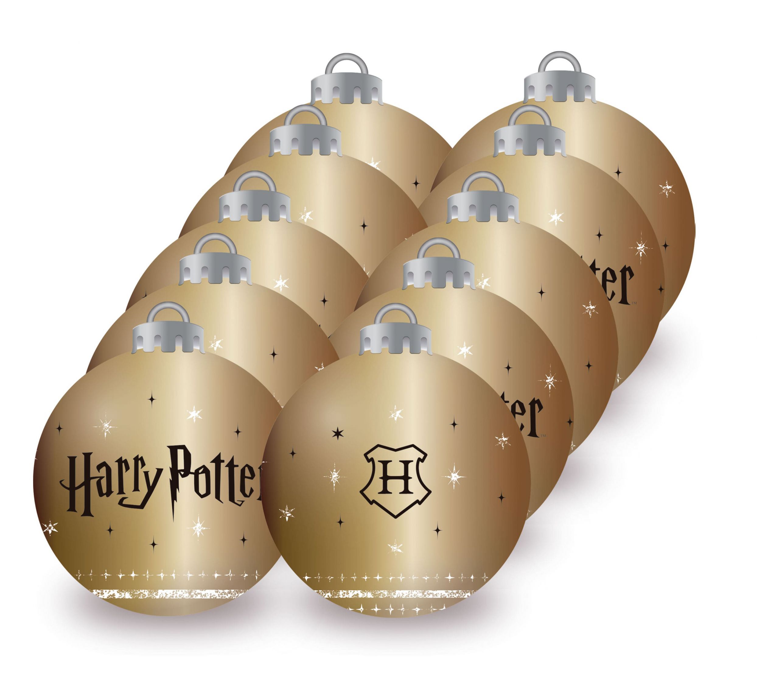 Pack 10 bolas árbol de Navidad HP doradas - Imagen 3
