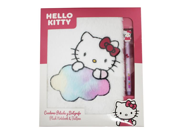 Set cuaderno peluche y bolígrafo Hello Kitty