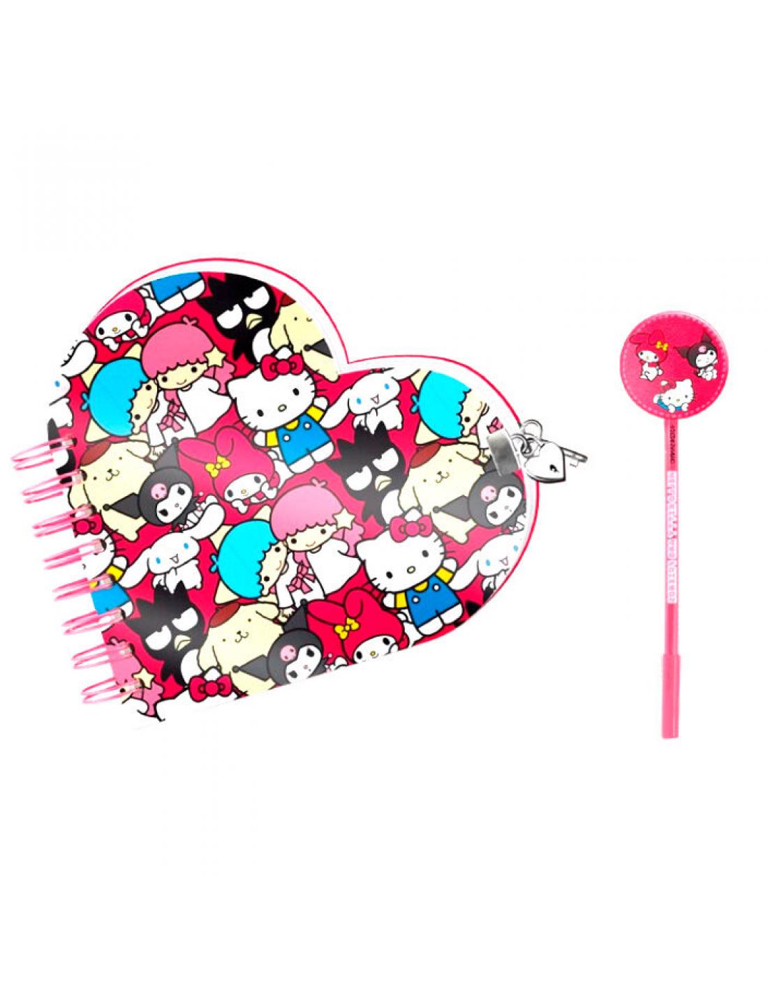Cuaderno corazón llave boli Hello Kitty - Imagen 2