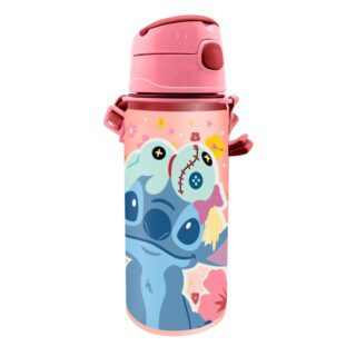 Cantimplora aluminio Stitch rosa correa