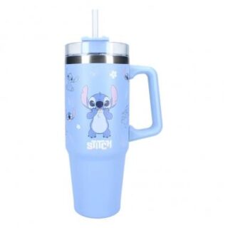 Vaso aluminio Stitch con pajita