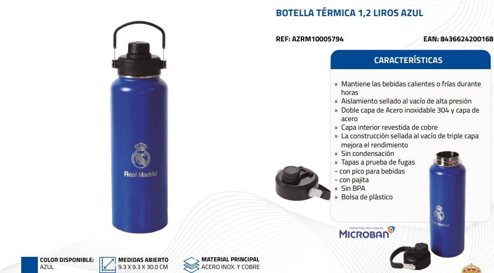 Botella térmica Real Madrid 1,2L azul - Imagen 3