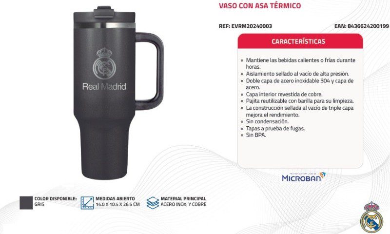 Vaso con asa térmico Real Madrid