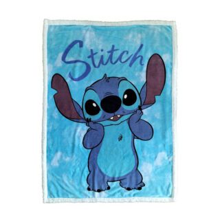 Manta coralina Stitch sherpa azul