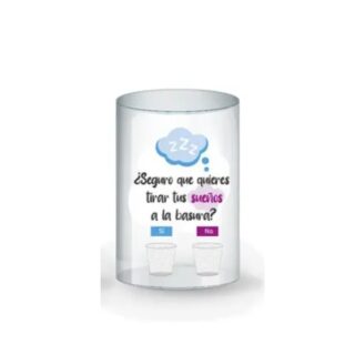Cubilete transparentecon frases glitter