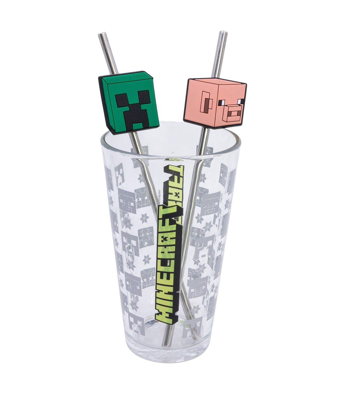 Vaso Minecraft con dos pajitas 480ml Oconicmo