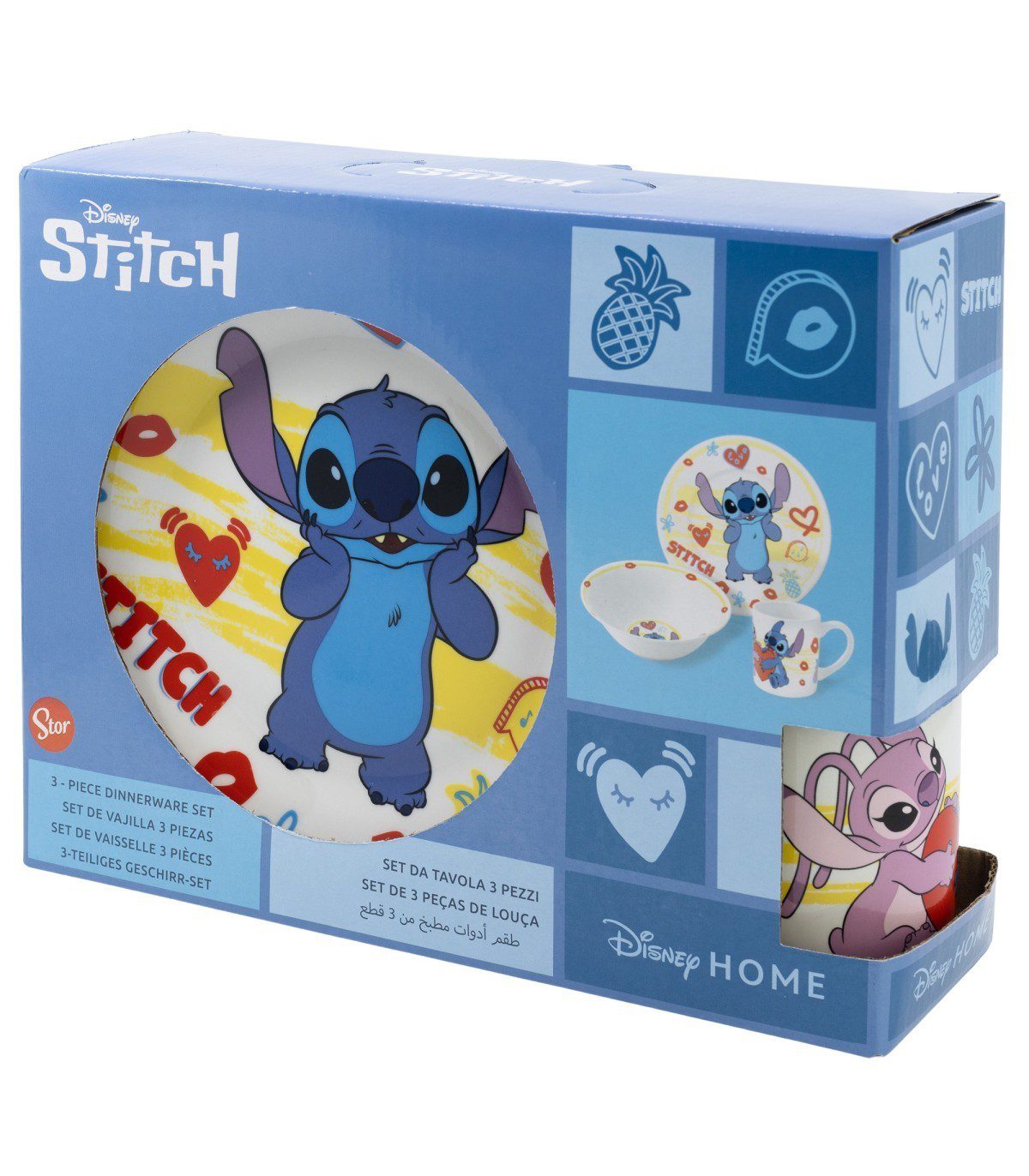 Set cerámica Stitch plato, cuenco y taza