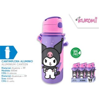 Botella aluminio con asa Kuromi